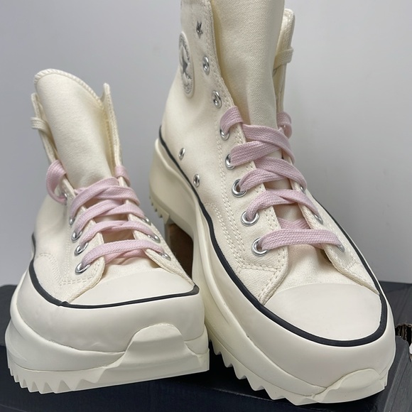 Converse WMNS RUN STAR HIKE HI EGRET/LOTUS PINK/BLACK A12205C Platforms Sneakers - Picture 5 of 16